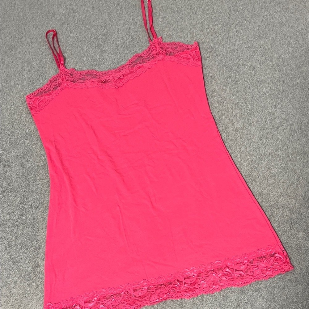 Pink Y2K Tank Top Cami Large Lace Beach Diaries Skater Bella Coquette Summer